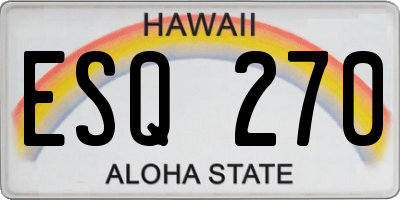 HI license plate ESQ270