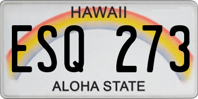 HI license plate ESQ273