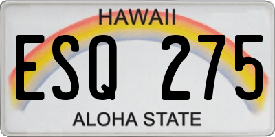 HI license plate ESQ275