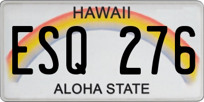 HI license plate ESQ276
