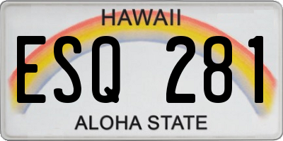 HI license plate ESQ281