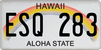 HI license plate ESQ283