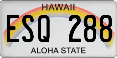 HI license plate ESQ288