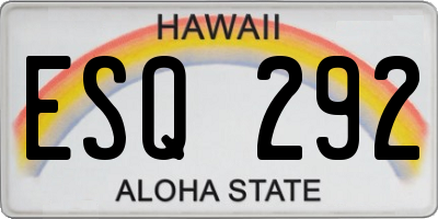 HI license plate ESQ292