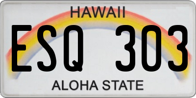 HI license plate ESQ303