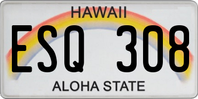 HI license plate ESQ308