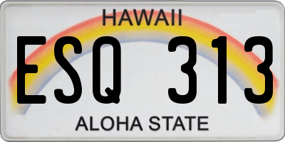 HI license plate ESQ313