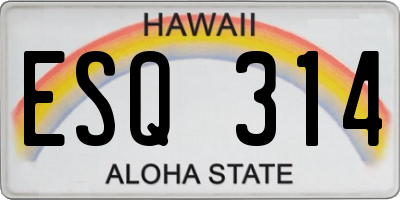 HI license plate ESQ314