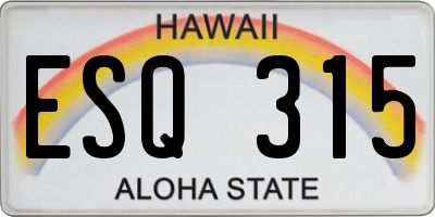 HI license plate ESQ315