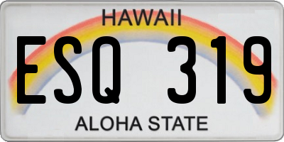 HI license plate ESQ319