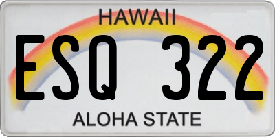 HI license plate ESQ322