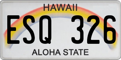 HI license plate ESQ326