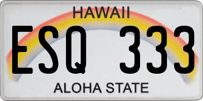 HI license plate ESQ333