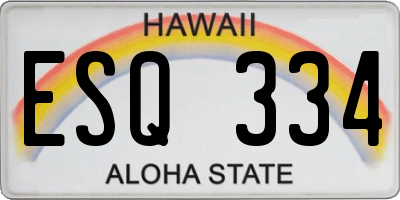 HI license plate ESQ334
