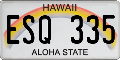 HI license plate ESQ335