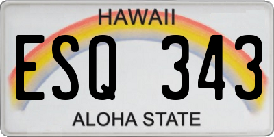 HI license plate ESQ343