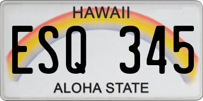 HI license plate ESQ345