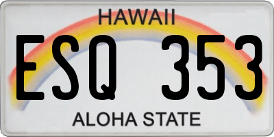 HI license plate ESQ353