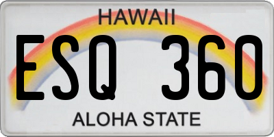 HI license plate ESQ360