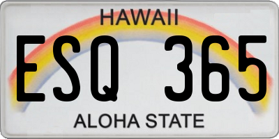 HI license plate ESQ365