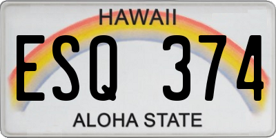 HI license plate ESQ374