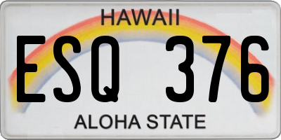 HI license plate ESQ376