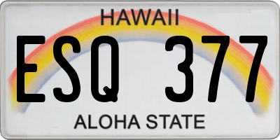 HI license plate ESQ377
