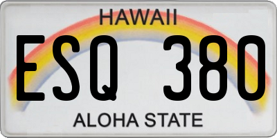HI license plate ESQ380