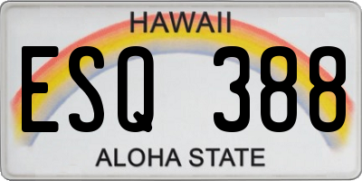 HI license plate ESQ388