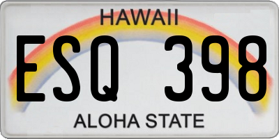 HI license plate ESQ398