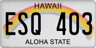 HI license plate ESQ403
