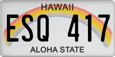 HI license plate ESQ417