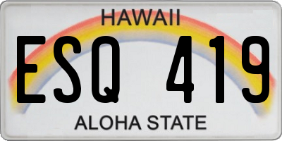 HI license plate ESQ419