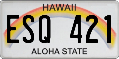 HI license plate ESQ421