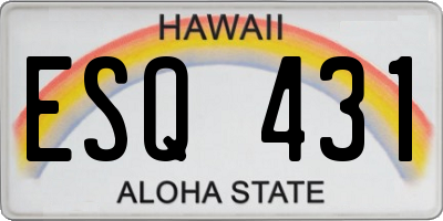 HI license plate ESQ431