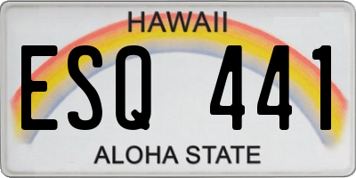 HI license plate ESQ441