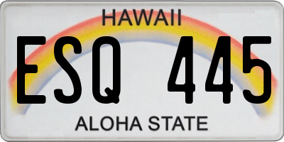 HI license plate ESQ445