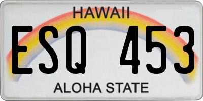 HI license plate ESQ453