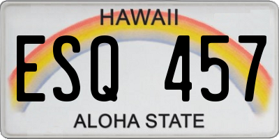 HI license plate ESQ457