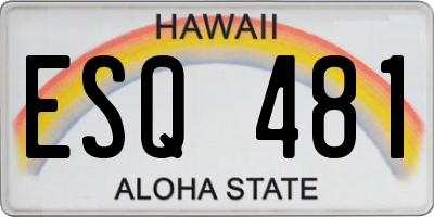 HI license plate ESQ481