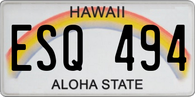 HI license plate ESQ494