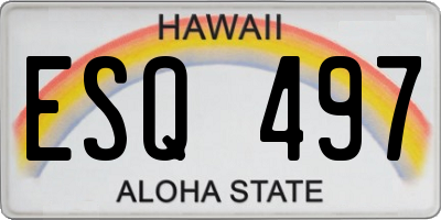 HI license plate ESQ497