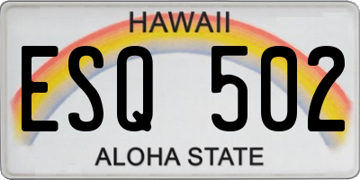HI license plate ESQ502
