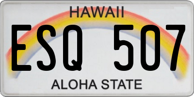 HI license plate ESQ507