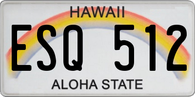 HI license plate ESQ512