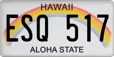 HI license plate ESQ517