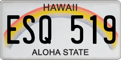 HI license plate ESQ519