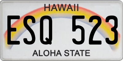 HI license plate ESQ523