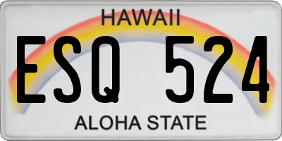 HI license plate ESQ524