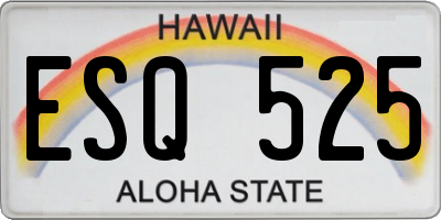HI license plate ESQ525